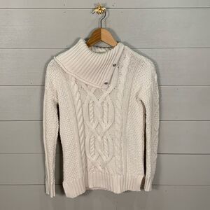 Lauren Ralph Lauren white mock neck cableknit long sleeve sweater size XXS